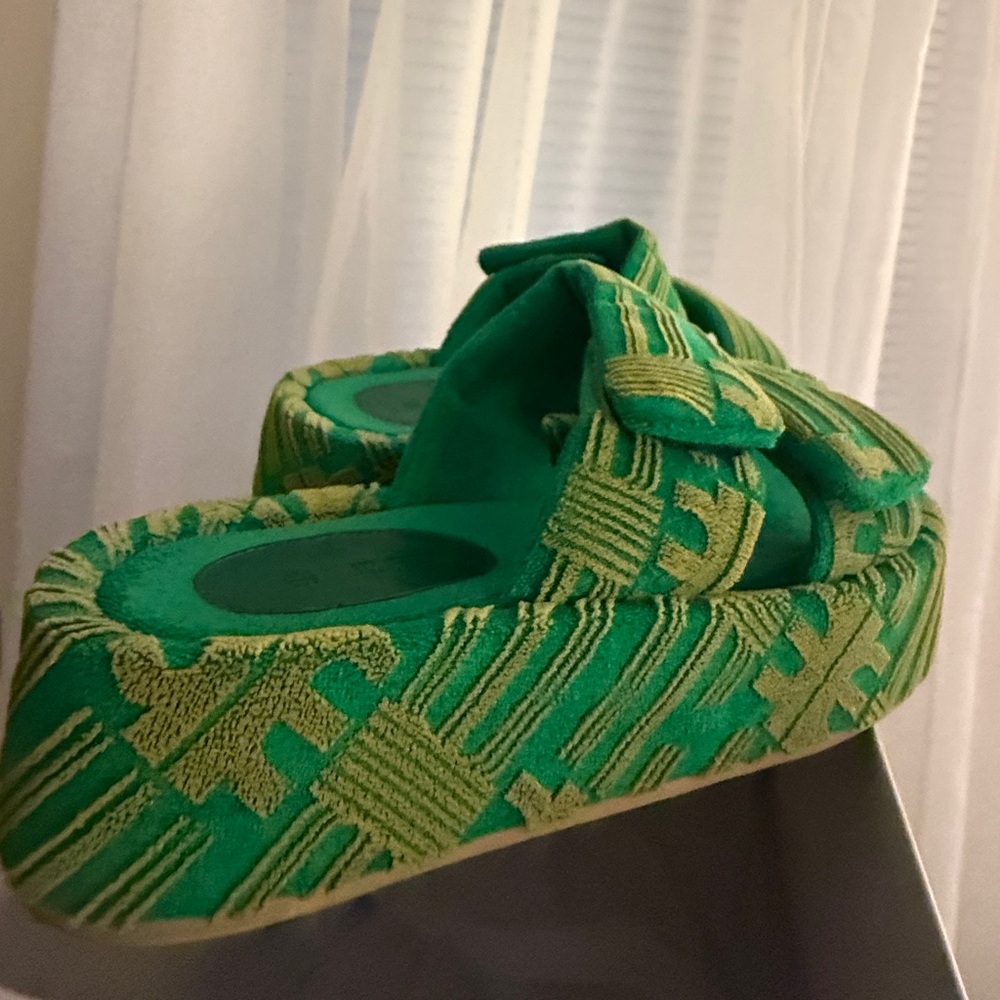 Green Patterned Kids Shoes